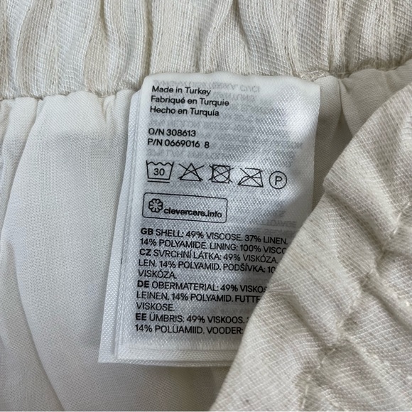 H&M Shorts Womens Sz 10 Paperbag Linen High Rise Lightweight Pull on Beige - Picture 5 of 8